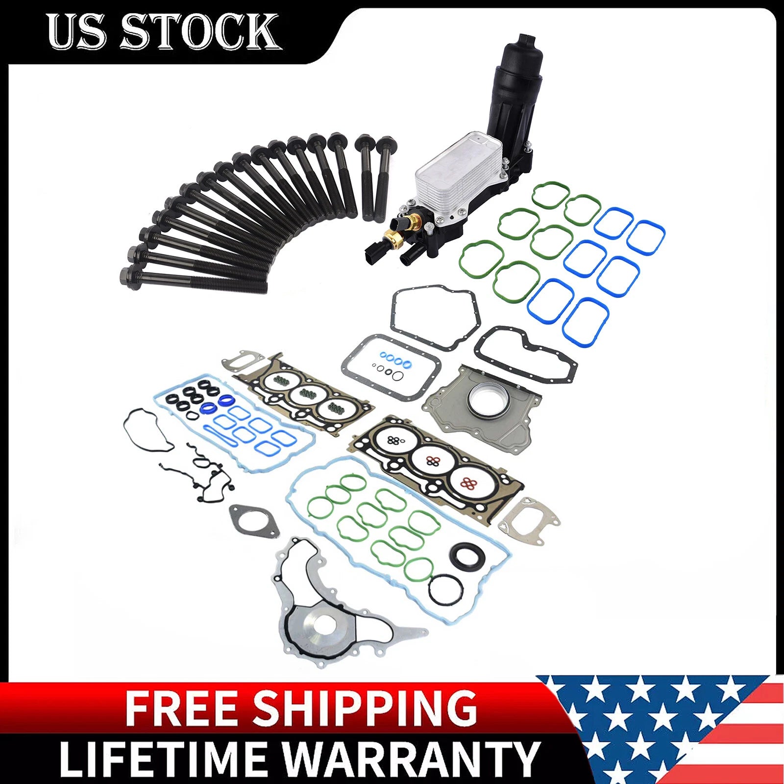 Full Gasket Set & Oil Filter Housing Adapter for Dodge Chrysler Jeep 3.6L (2011–2021)