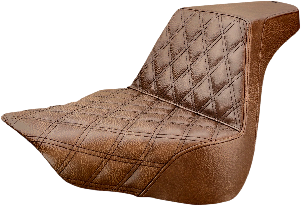 SADDLEMEN Step-Up Seat for FL/FX (2018–2024) - Front Lattice Stitch - Brown