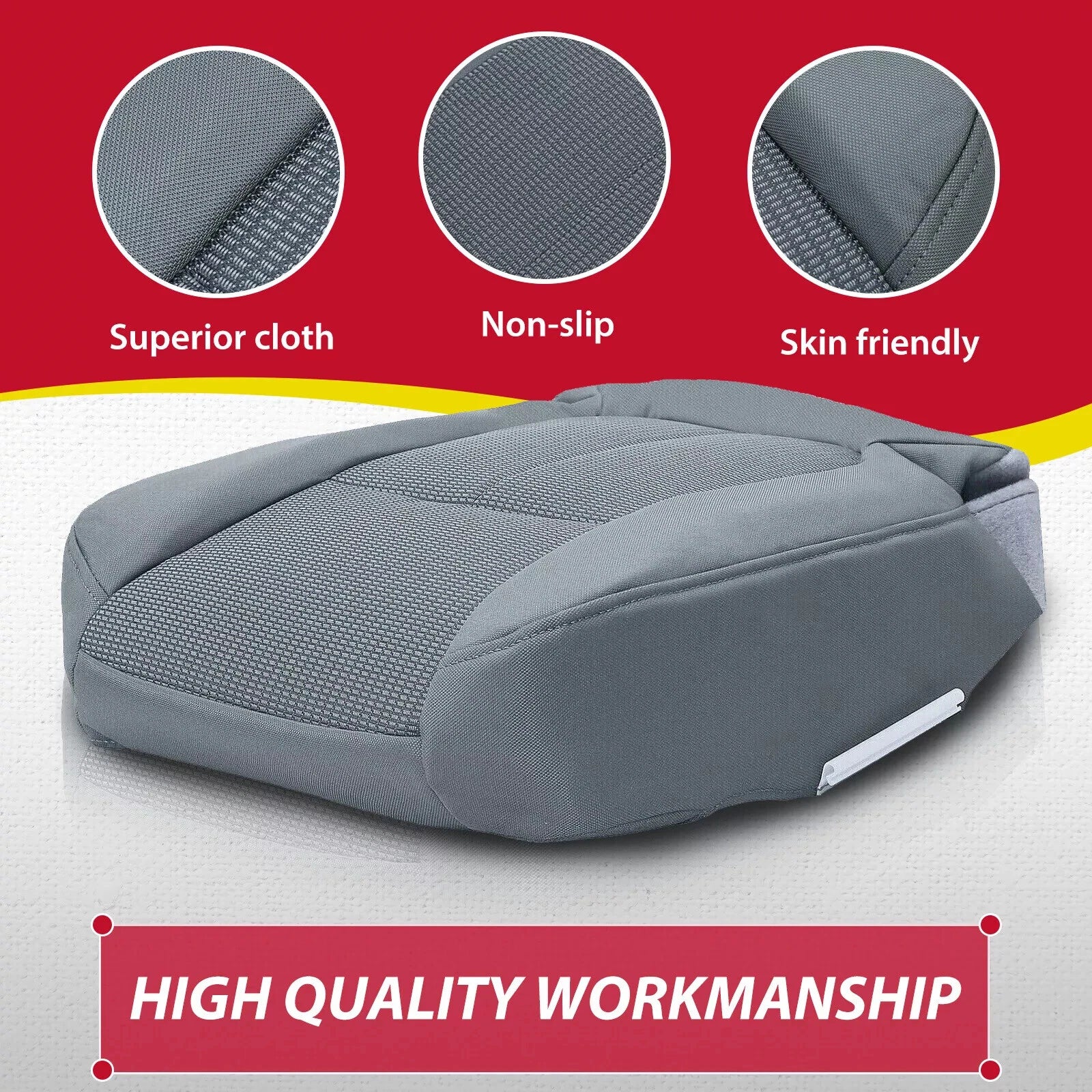 Driver Bottom Fabric Seat Cover for Ford F150 XLT (2011–2014) Gray