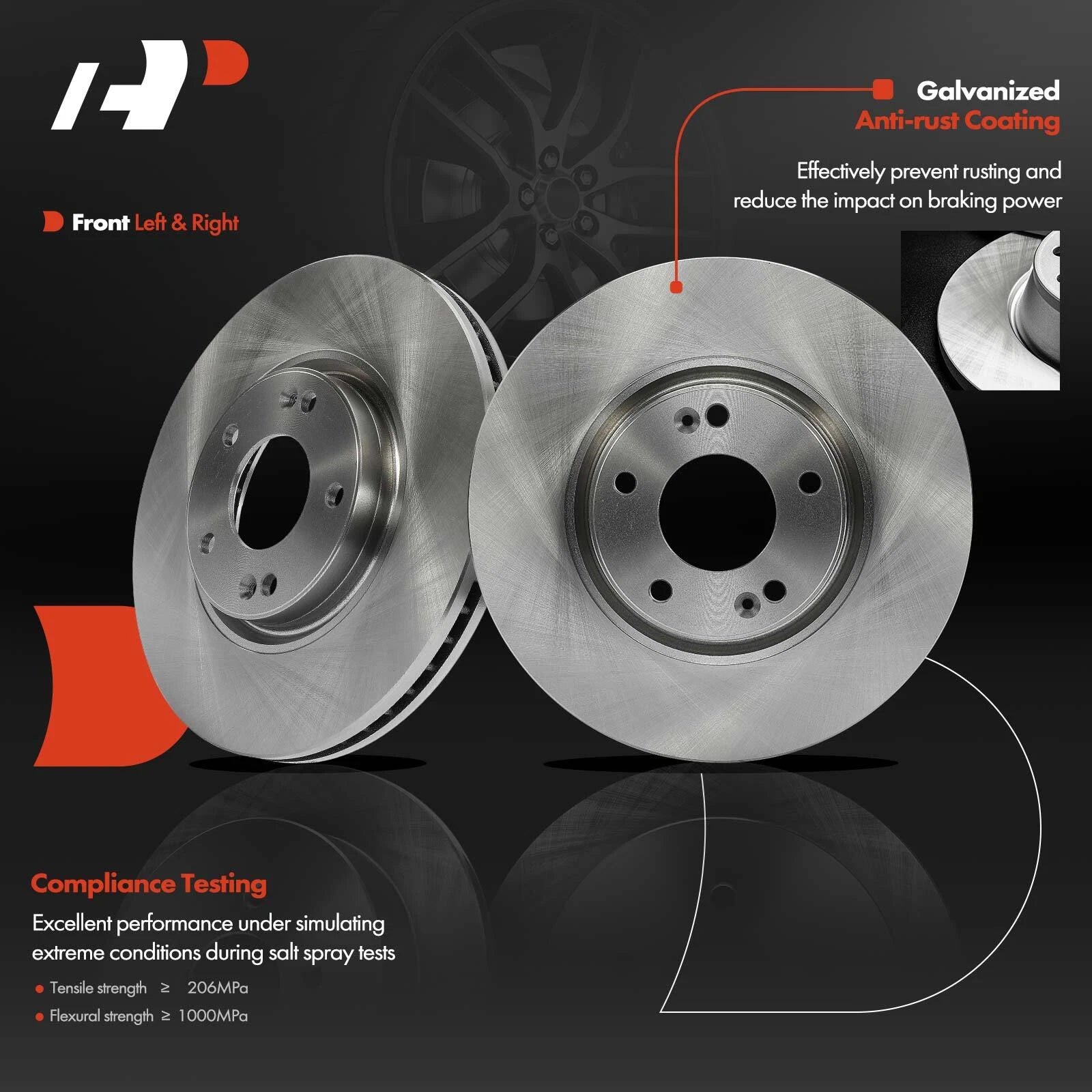 2X Front Disc Brake Rotors for Hyundai Azera (2006-2011)