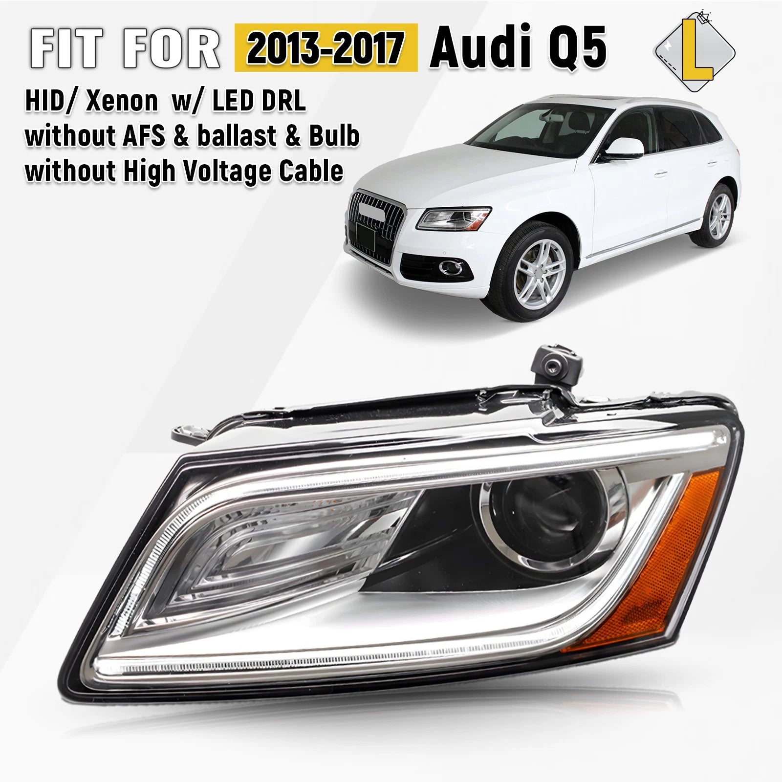 HID/Xenon Headlight with LED DRL for Audi Q5 SQ5 (2013–2017)