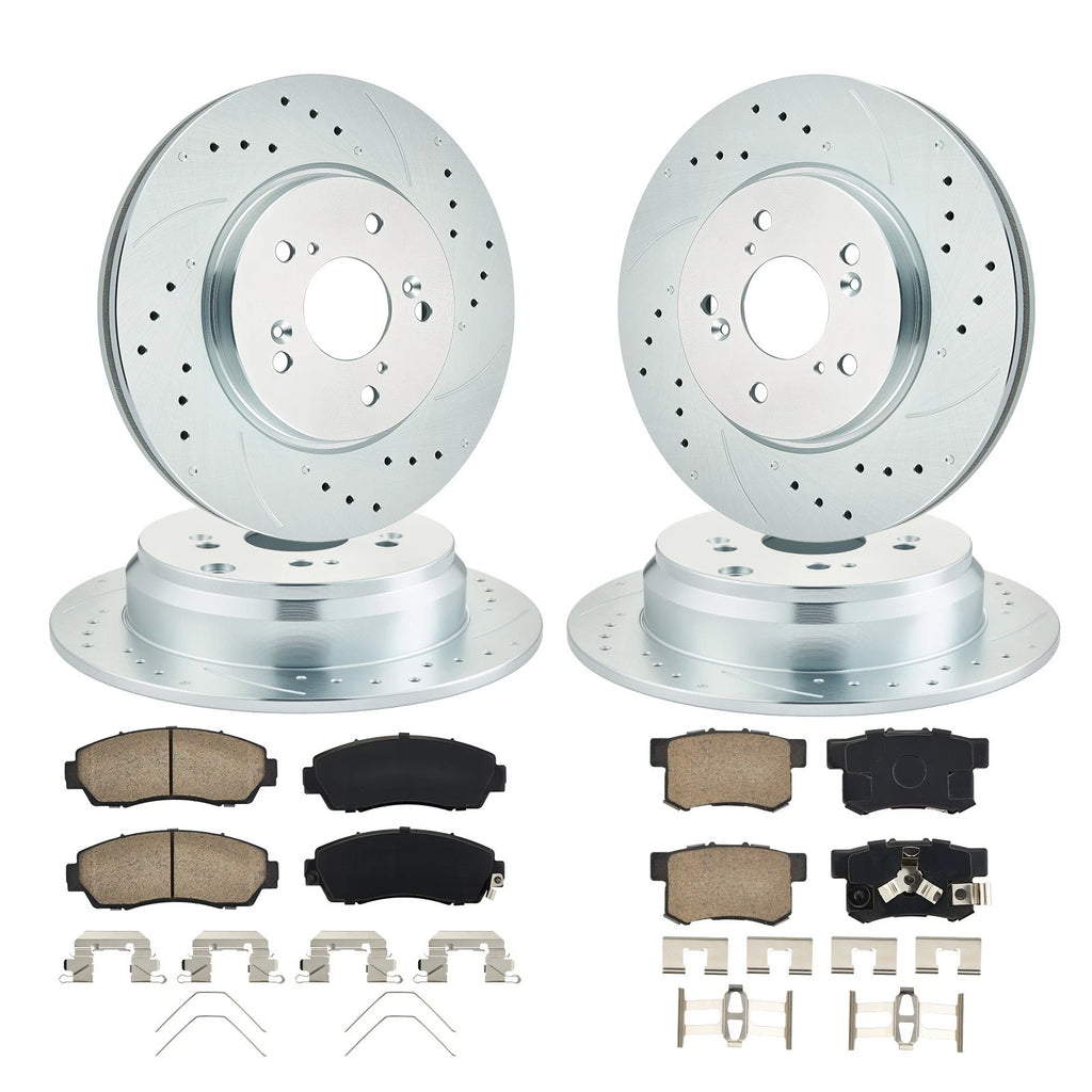 Set of 4 Drilled Slotted Rotors & Ceramic Brake Pads for Honda CR-V (2012–2016)
