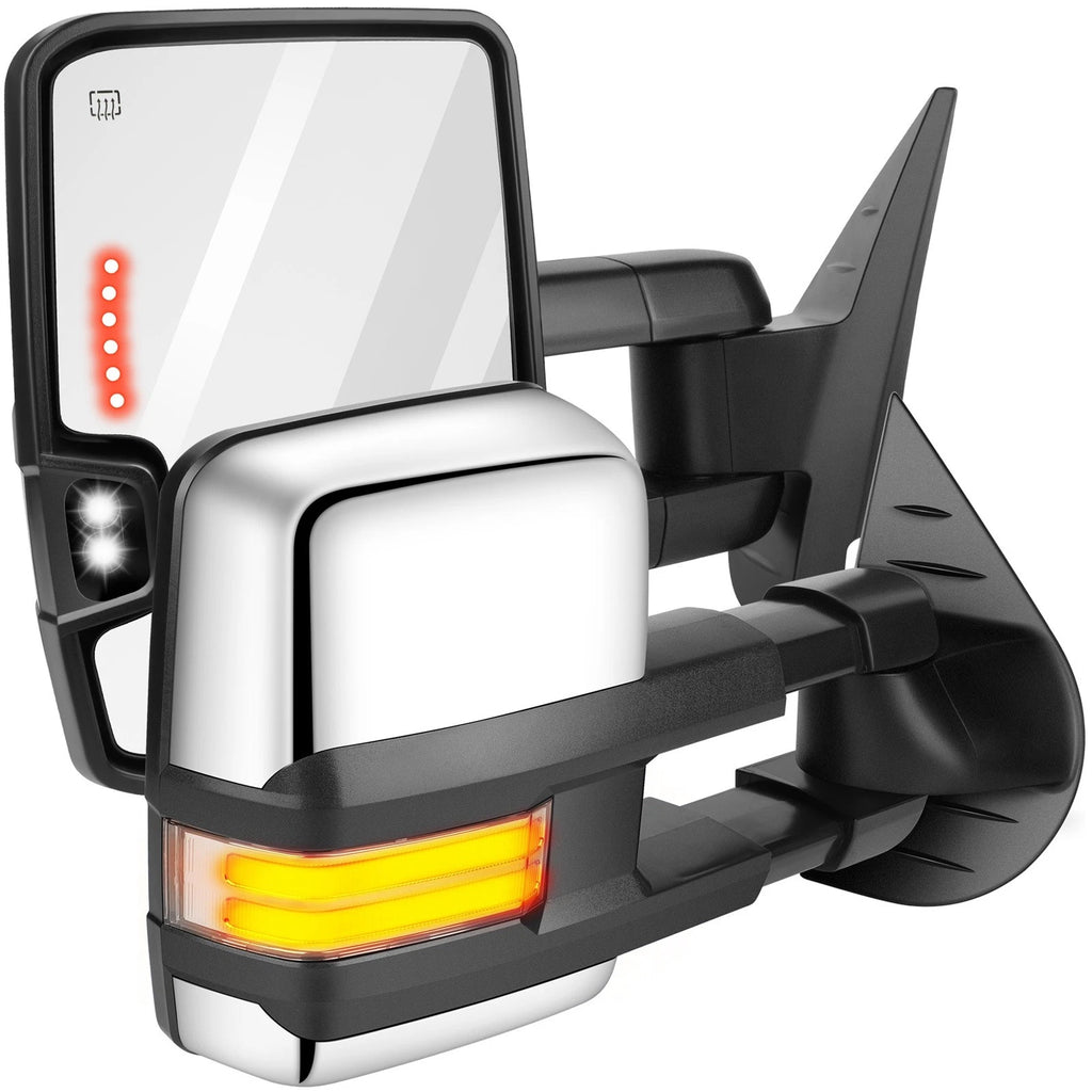 Pair of Heated Chrome Tow Mirrors for Chevy GMC (2007–2014)