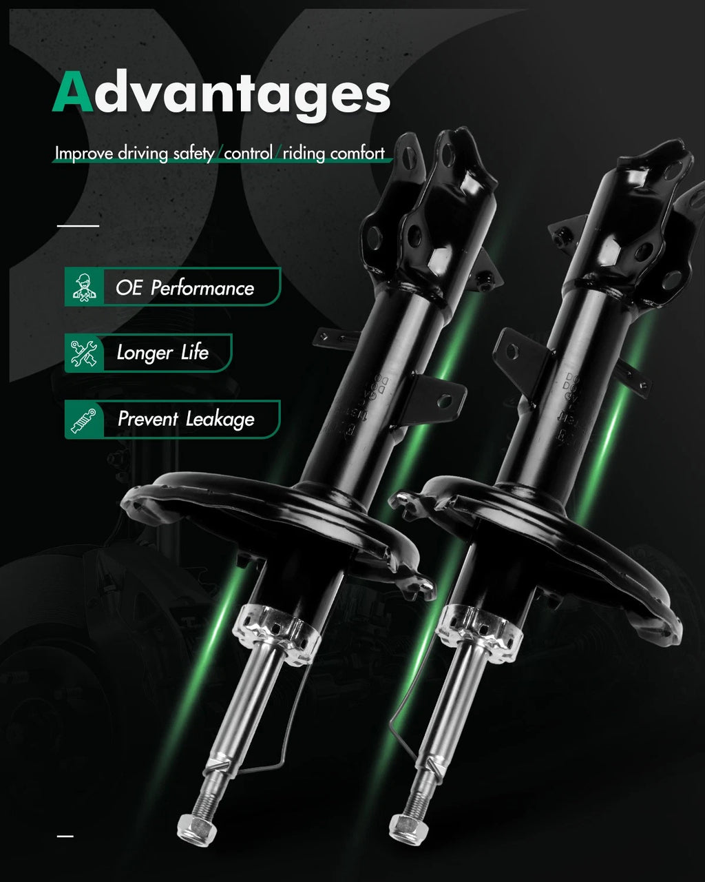 Rear Pair of Shocks Struts for Toyota Highlander Lexus RX330 (2004–2007)