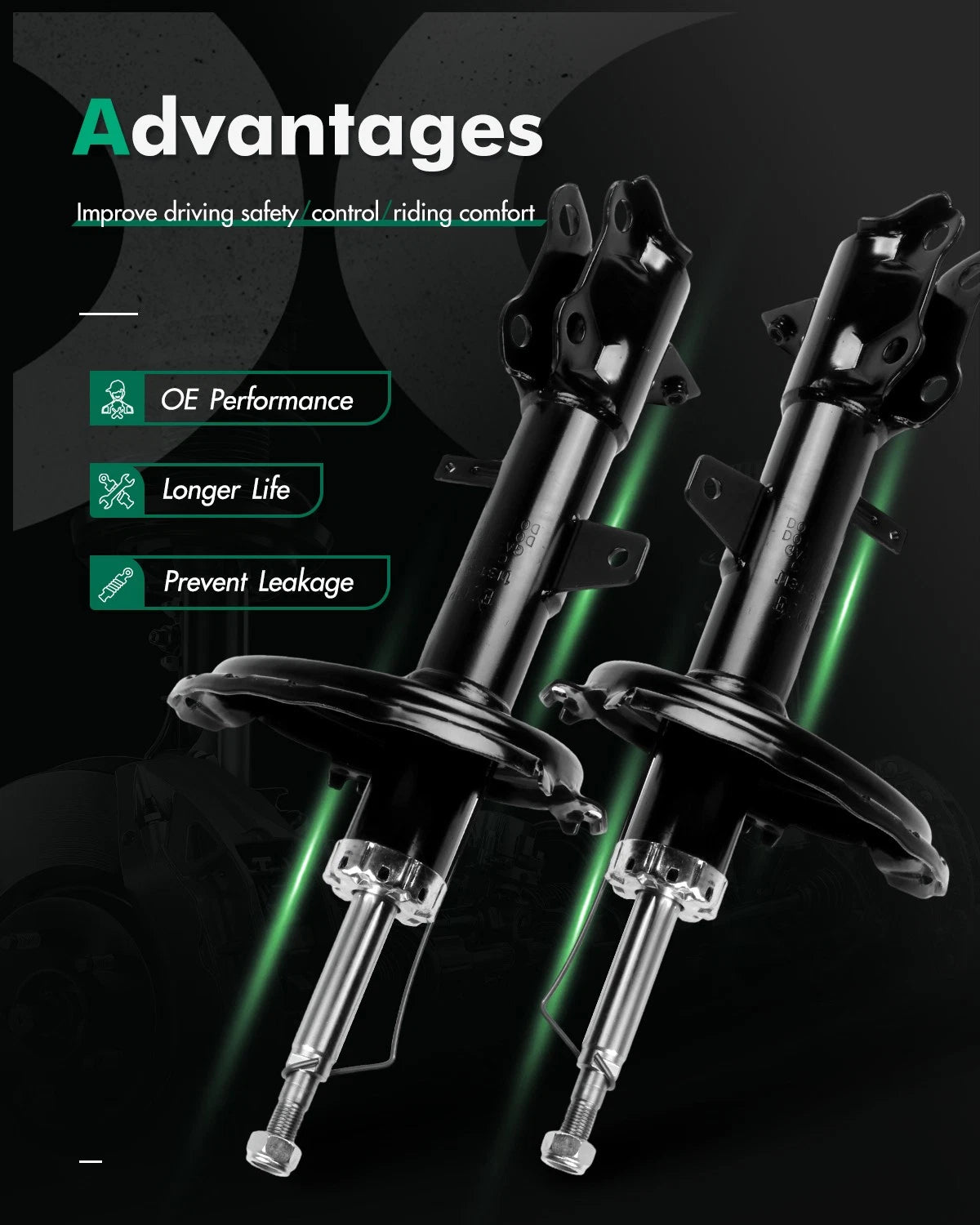 Rear Pair of Shocks Struts for Toyota Highlander Lexus RX330 (2004–2007)