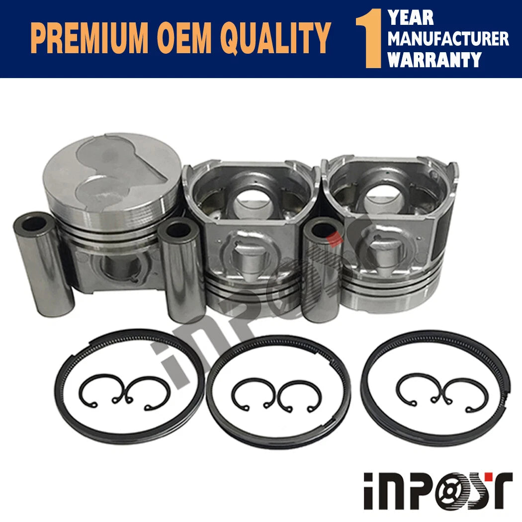 Set of 3 STD Pistons with Rings 83mm for Kubota D1503 (D1503-DI)