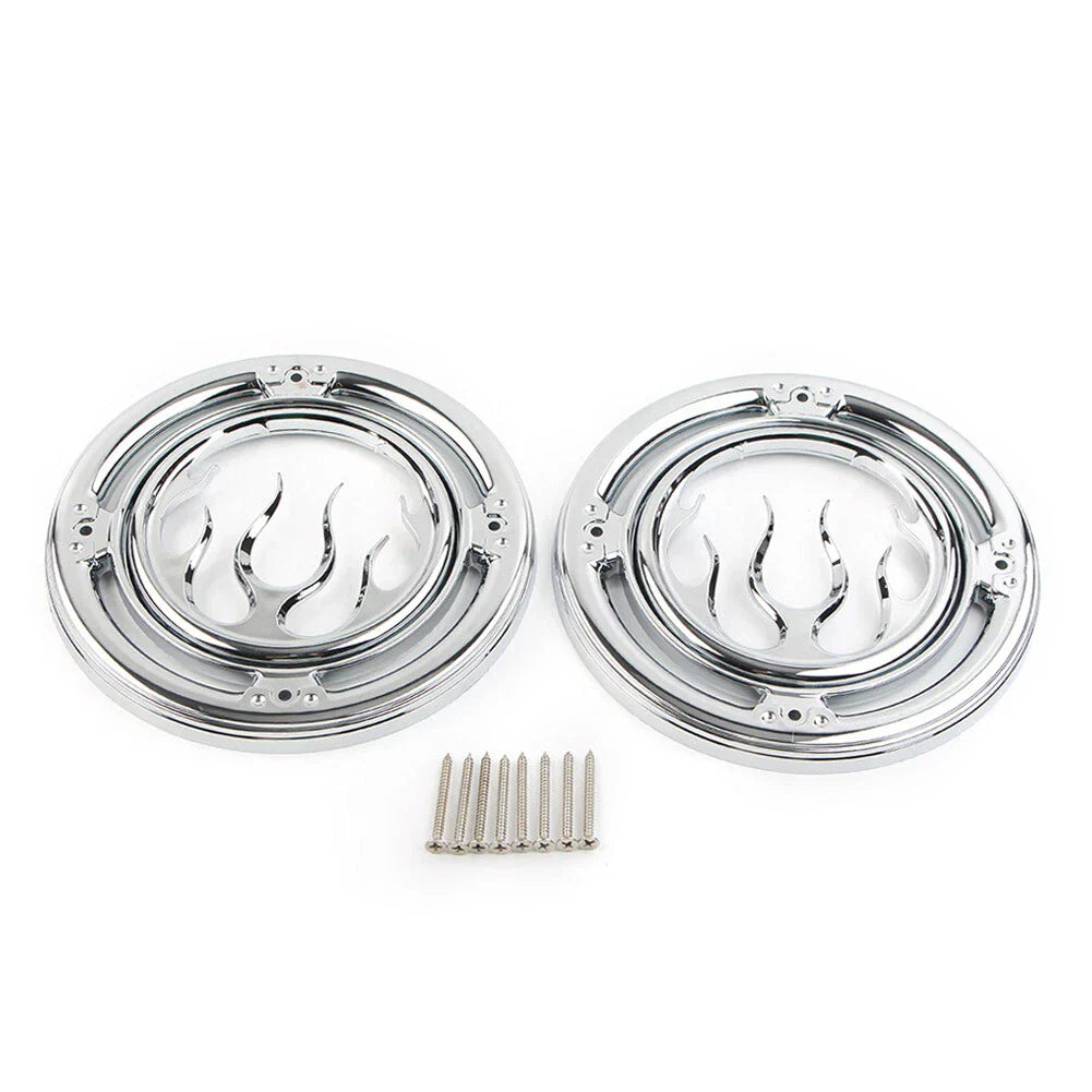 Chrome Rear Speaker Accent Trim Covers for Harley Electra Street Tri Glide