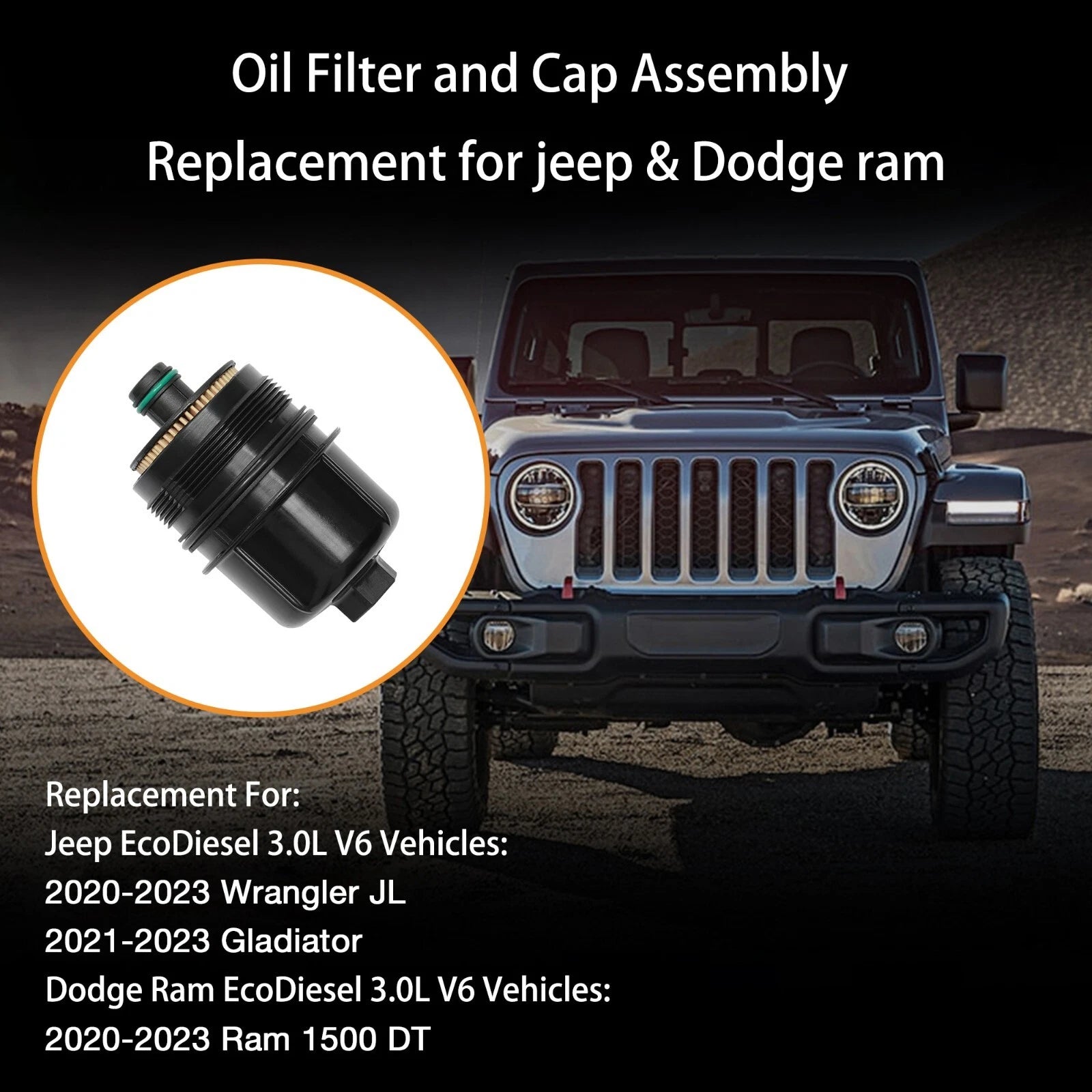 Ecodiesel Engine Oil Filter for Jeep Wrangler JL, Ram 1500 DT (2019–2023)