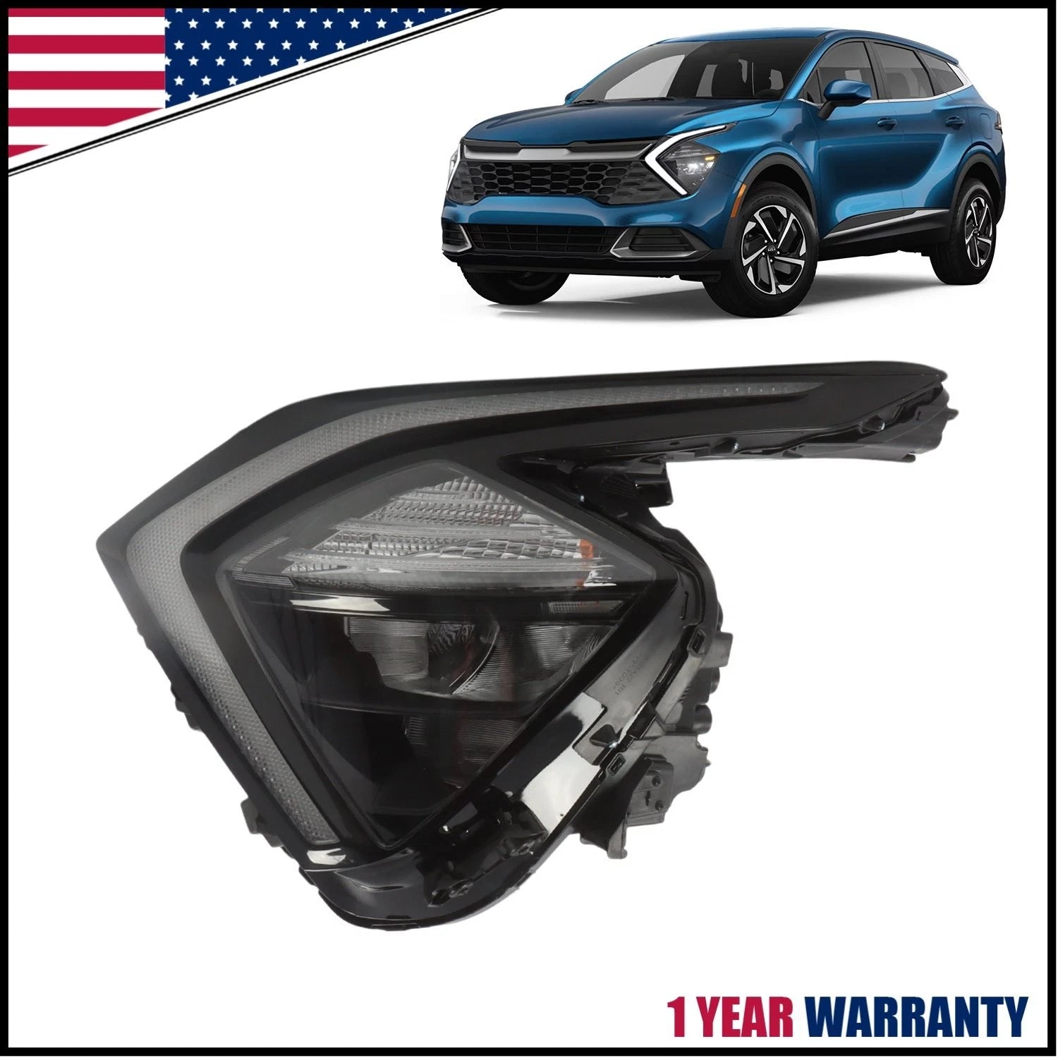 LED Headlight LH Driver Side for Kia Sportage (2022–2024) 92101DW000
