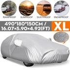 Universal Silver Car Cover Waterproof All Weather Protection 193" x 71" x 59"