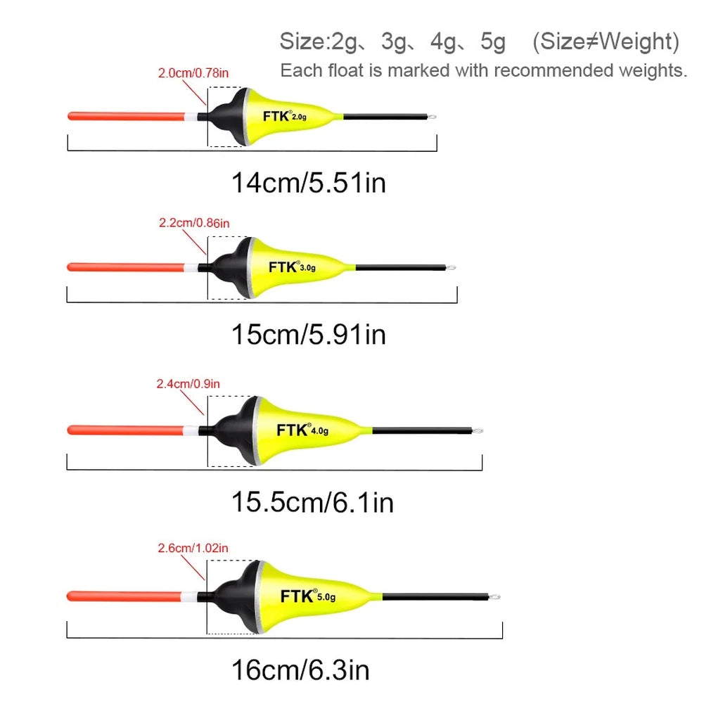 Set of 5 Balsa Wood Fishing Floats for Carp Fishing (FTK)