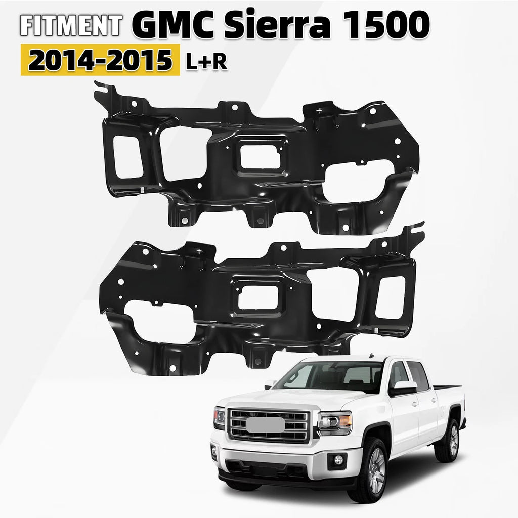 Front Bumper Bracket Set for GMC Sierra 1500 (2014–2015) Left+Right Black Steel
