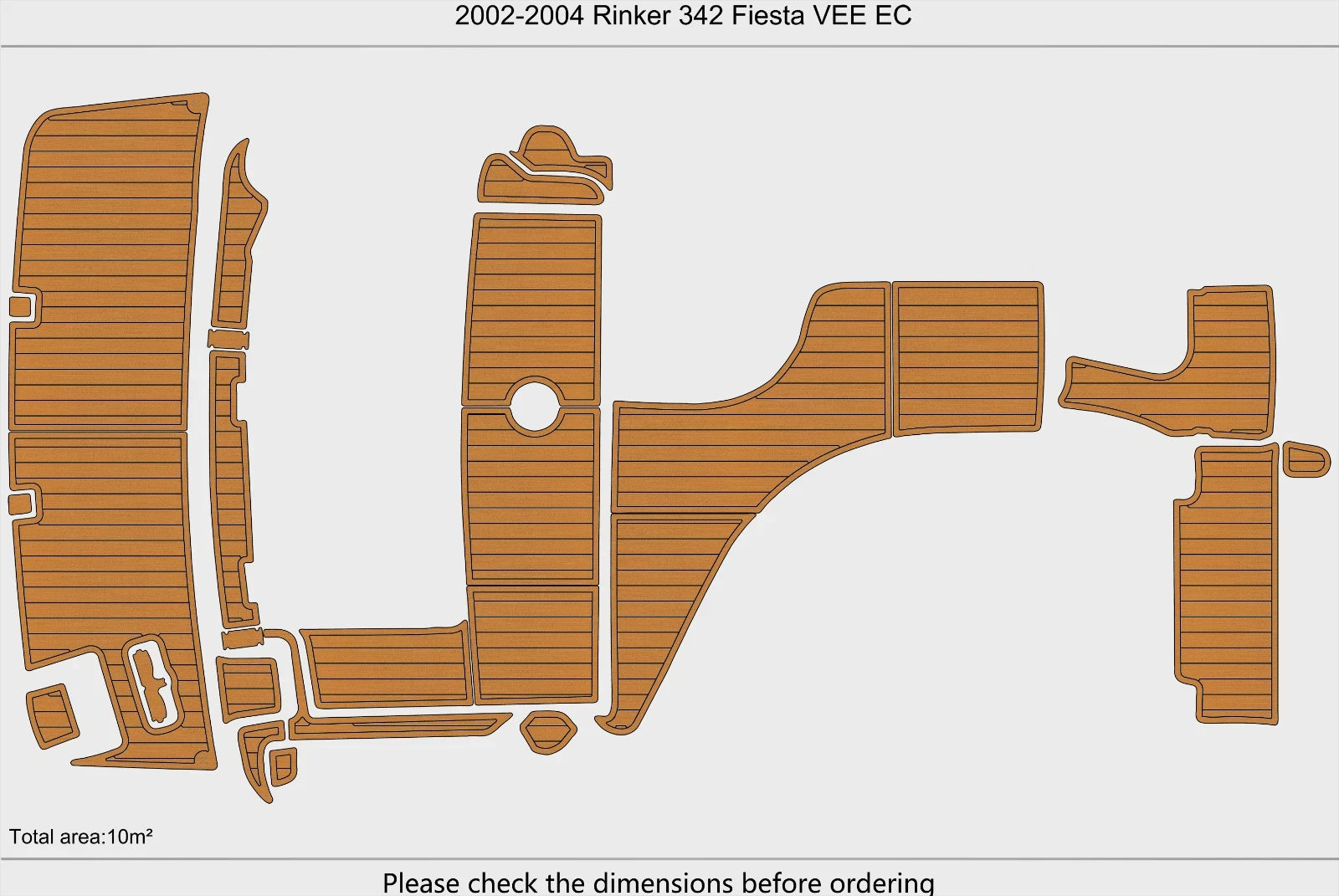 EVA Foam Teak Deck Floor Mat for Rinker 342 Fiesta VEE (2002)