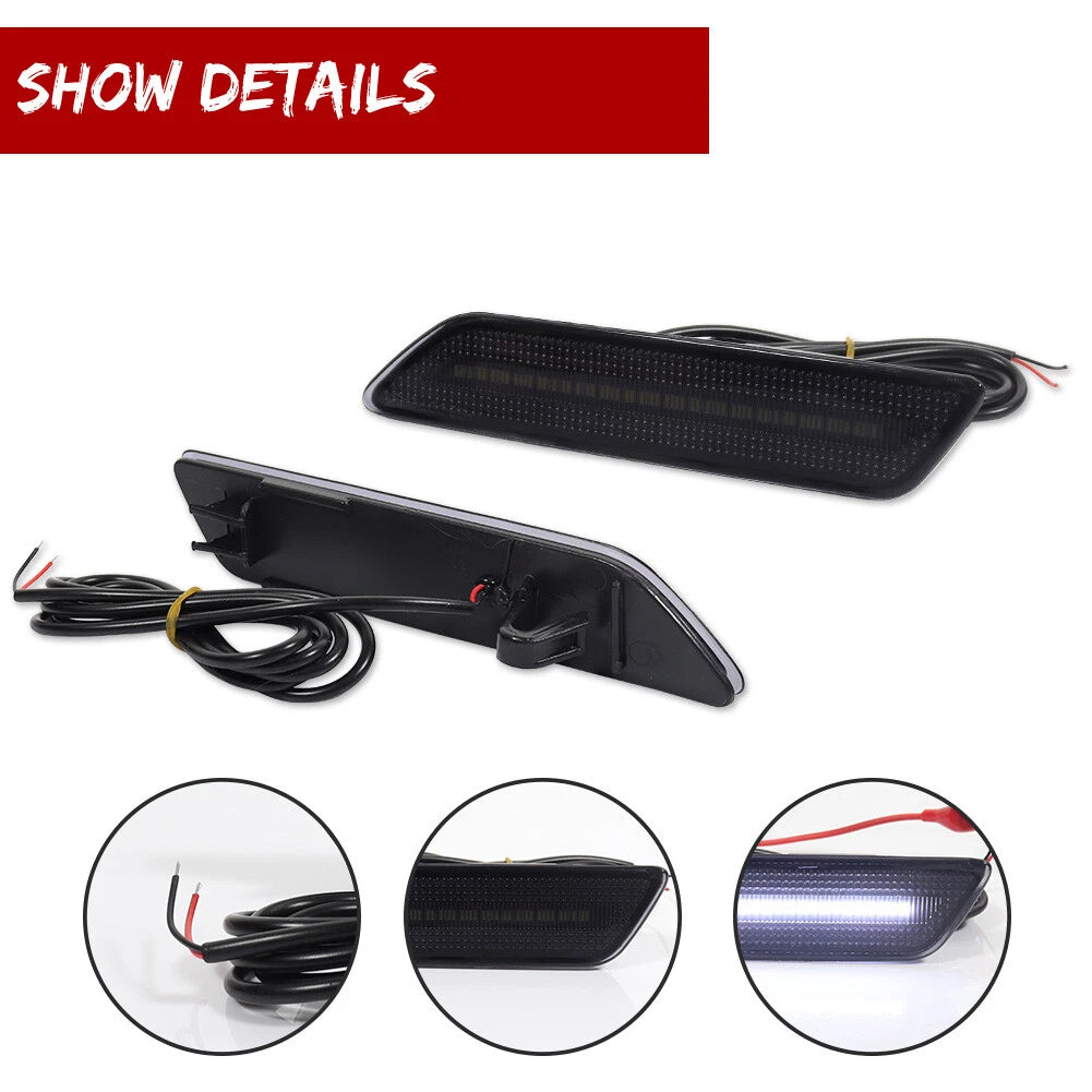 2X Smoked Lens White LED Front Side Marker Lights for Chrysler Sebring (2007–2010)