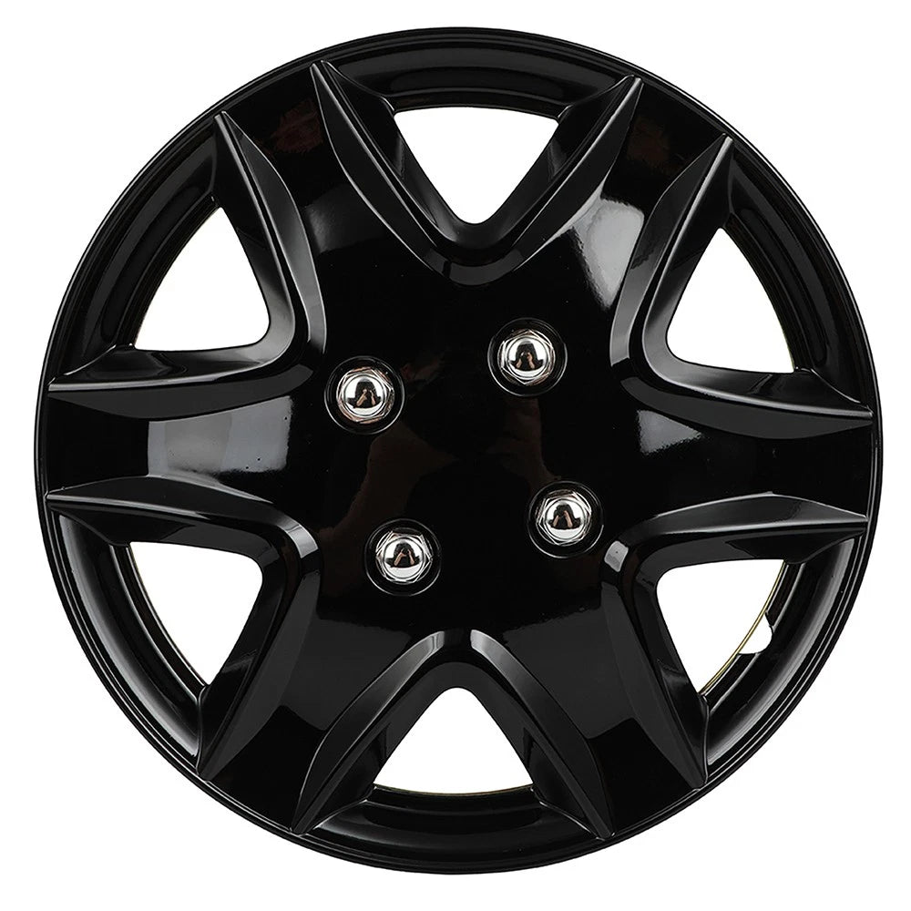 Set of 4 Wheel Hub Caps for R14 Tire & Steel Rim (14") Black