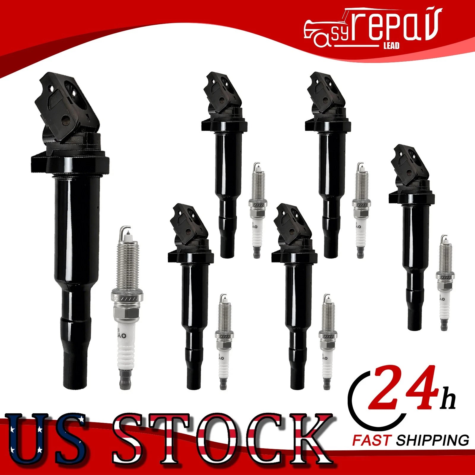 Set of 6 Ignition Coils & Spark Plugs for BMW X6 F30 320i E90 323i UF522