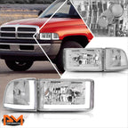 Dual L-Bar LED Headlight for Dodge Ram (1994–2002) - Chrome Housing