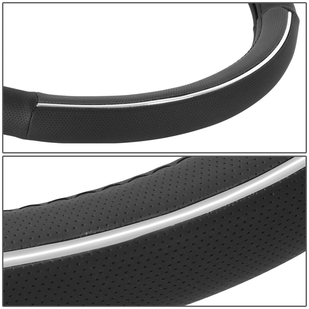 Steering Wheel Cover for - Matte Grain, Silver Line Insert