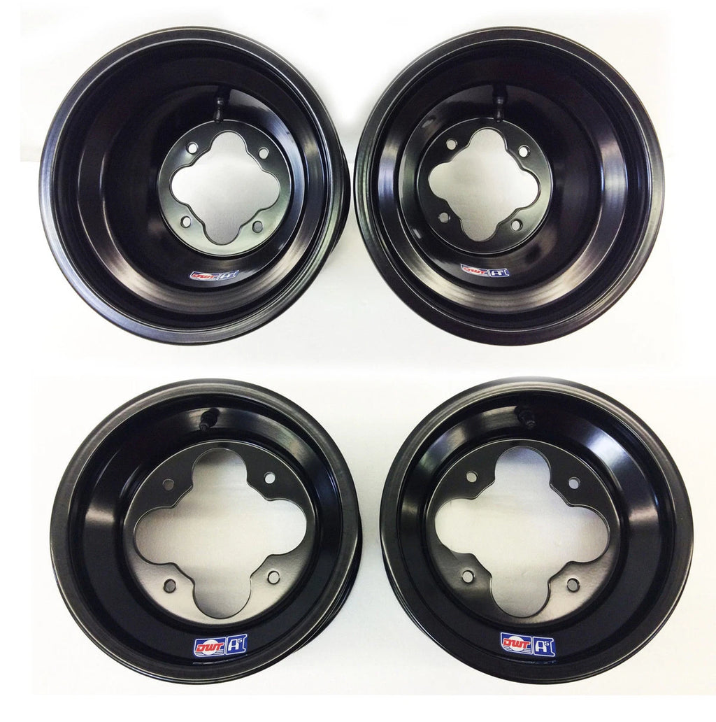 Set of 2 DWT Black A5 10" Front & Rear Wheels for Yamaha YFZ450 Banshee Raptor 700 (2000–2023)