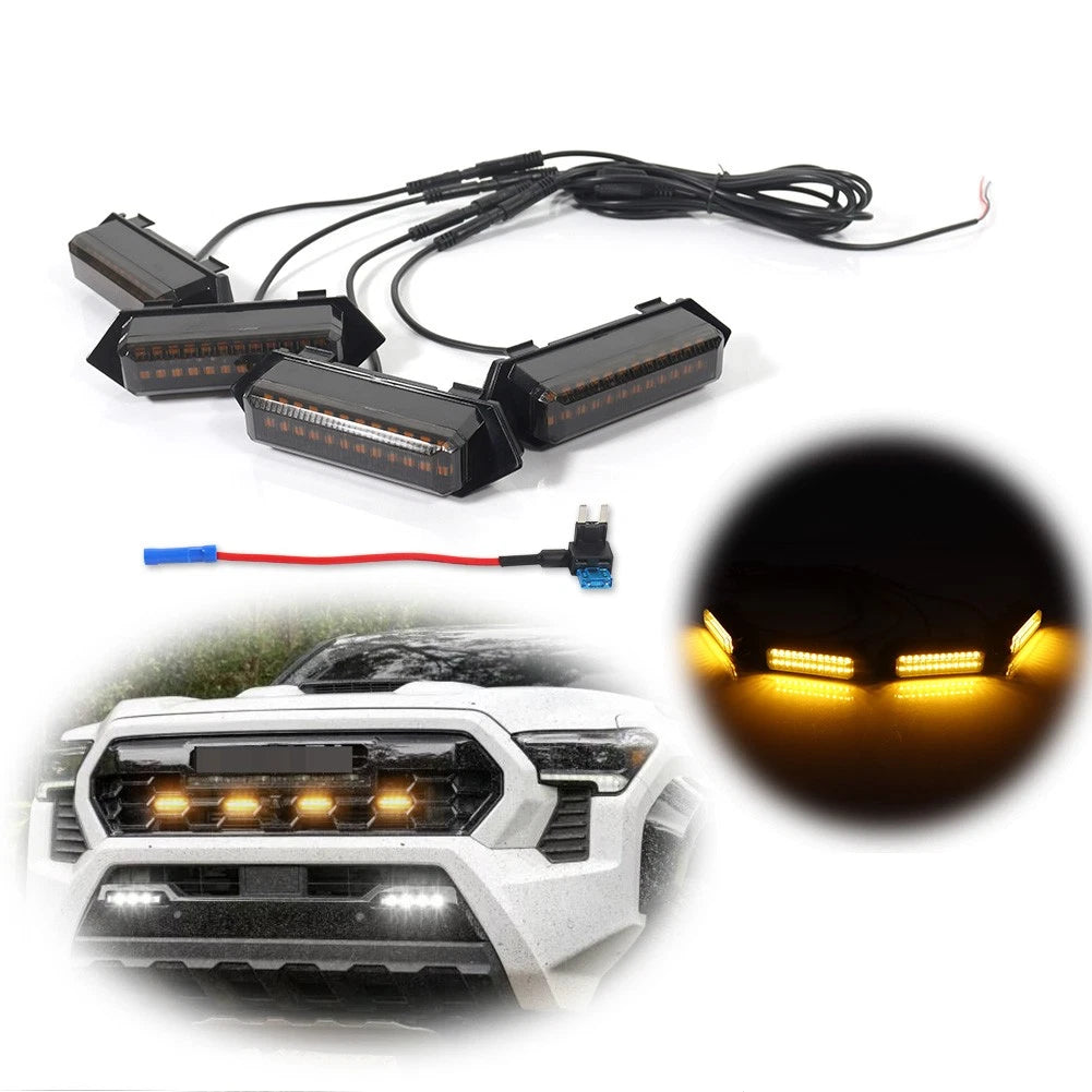 Set of 4 Raptor Style Amber LED Grill Lights for Toyota Tacoma (2024+)
