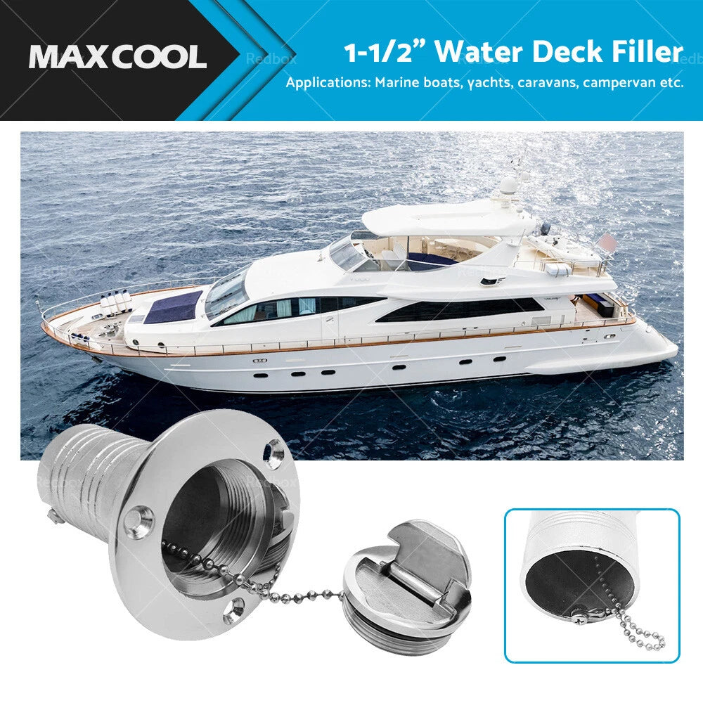 Keyless Water Deck Fill Filler for Marine Boat (1-1/2", Polished 316 Stainless Steel)