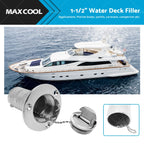 Keyless Water Deck Fill Filler for Marine Boat (1-1/2", Polished 316 Stainless Steel)