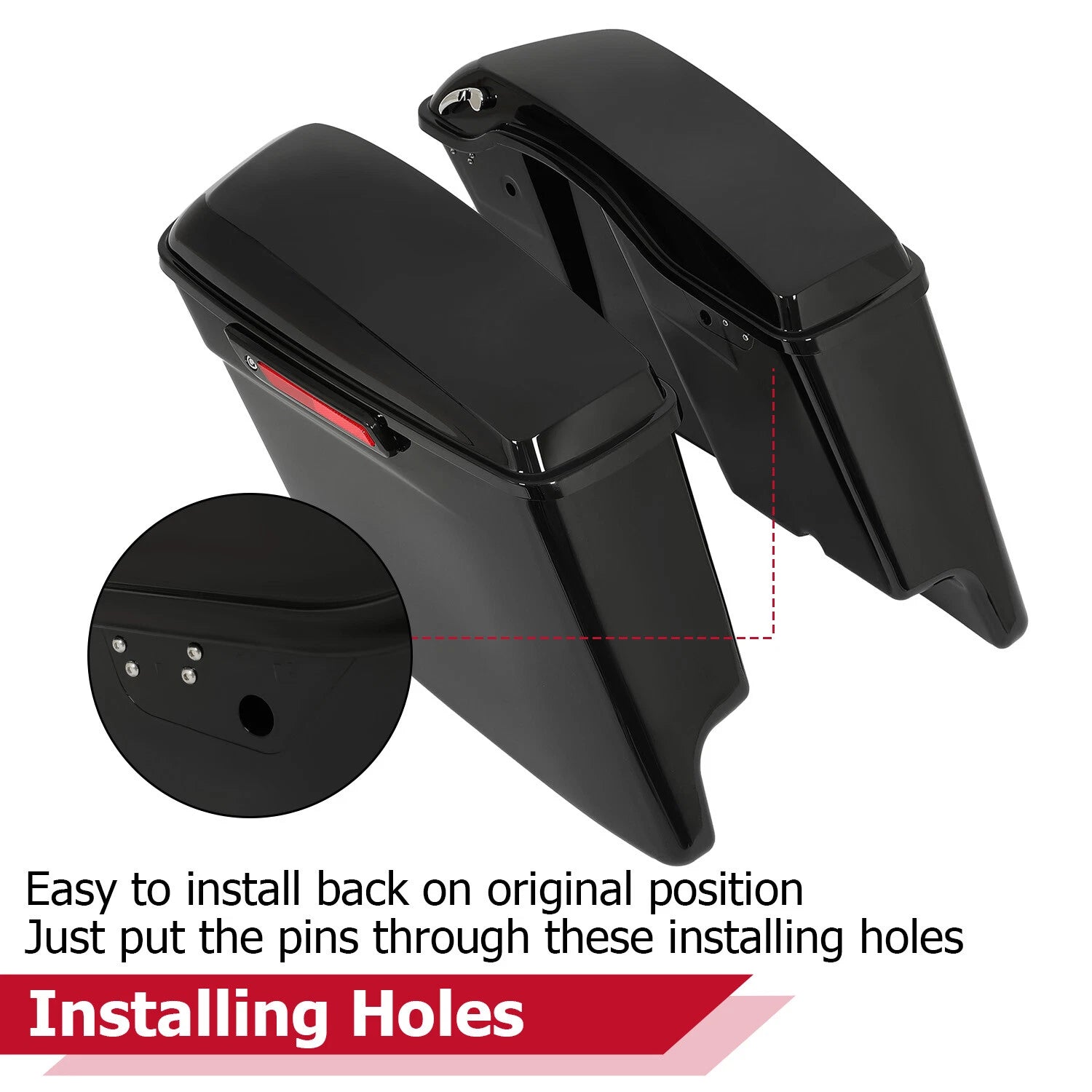 5" Stretched Extended Hard Saddlebags for Harley Touring Street Glide (2014-2024)