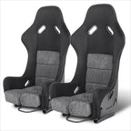 Pair of Suede Leather Racing Bucket Seats for Universal Fit (Fixed Position)
