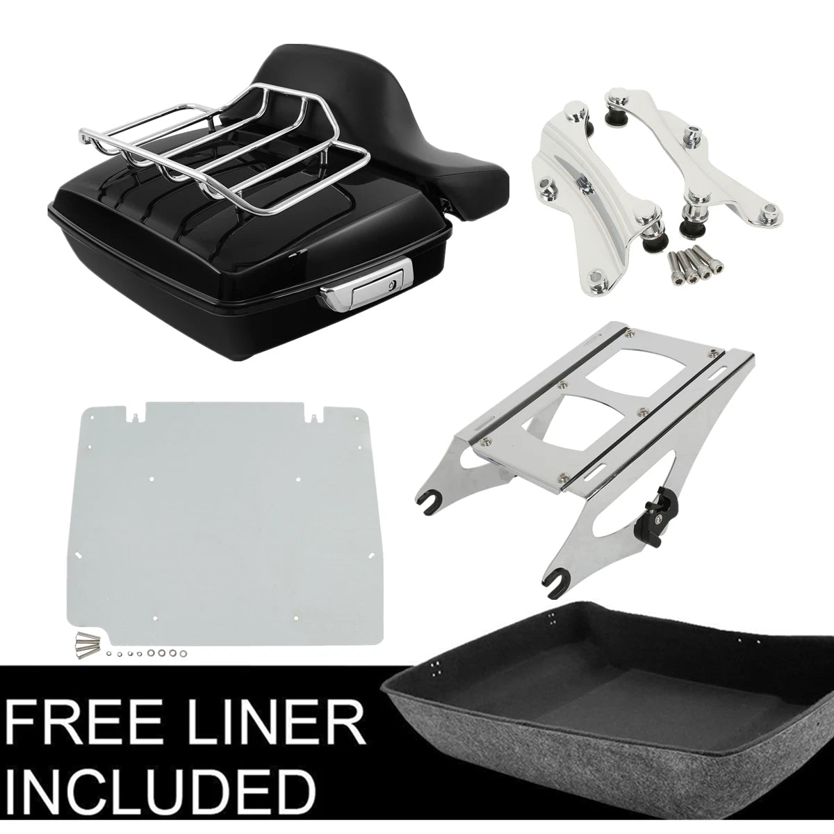 Chopped Trunk Mount Rack Docking Base Plate for Harley Touring Road Glide (2014–2023)