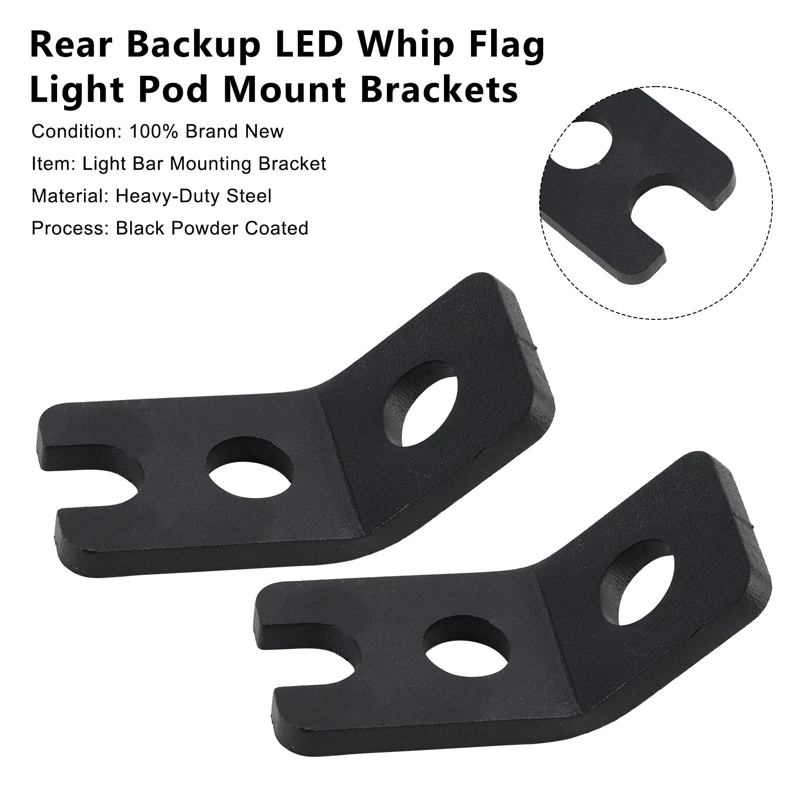 Rear Backup LED Whip Flag Light Pod Mount Brackets for Polaris RZR XP 1000 (2014–2023)