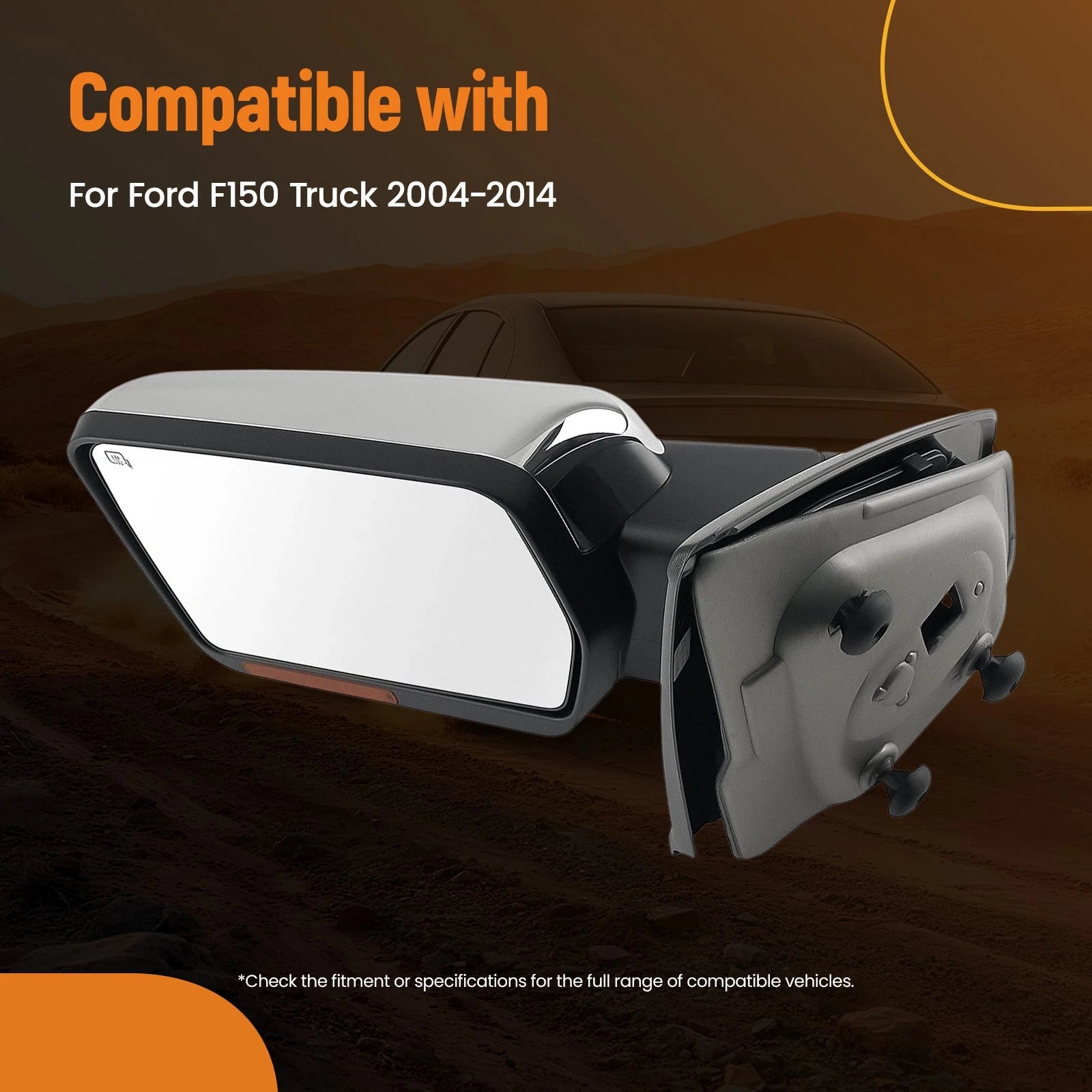 Power Chrome Side View Mirror for Ford F150 (2004–2014) Heated LED Towing