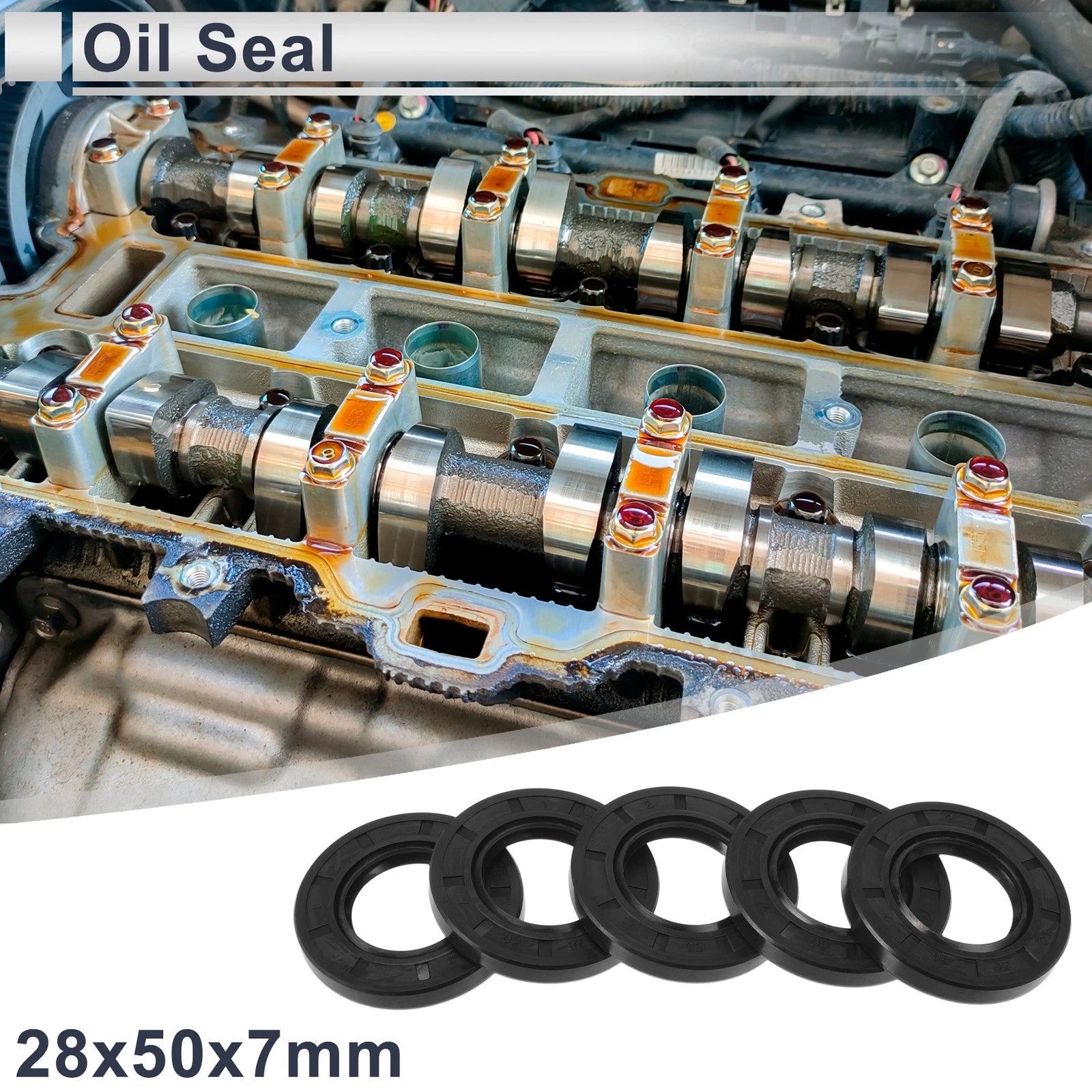 Set of 5 Oil Seal Rotary Shaft Seals 28x50x7mm Nitrile Rubber