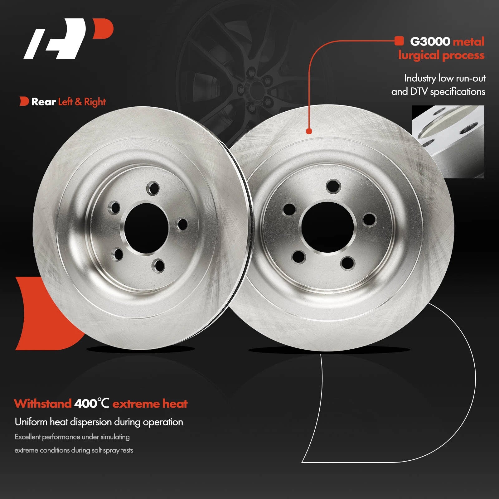 Rear Disc Brake Rotors for Ford Mustang (2015-2022)