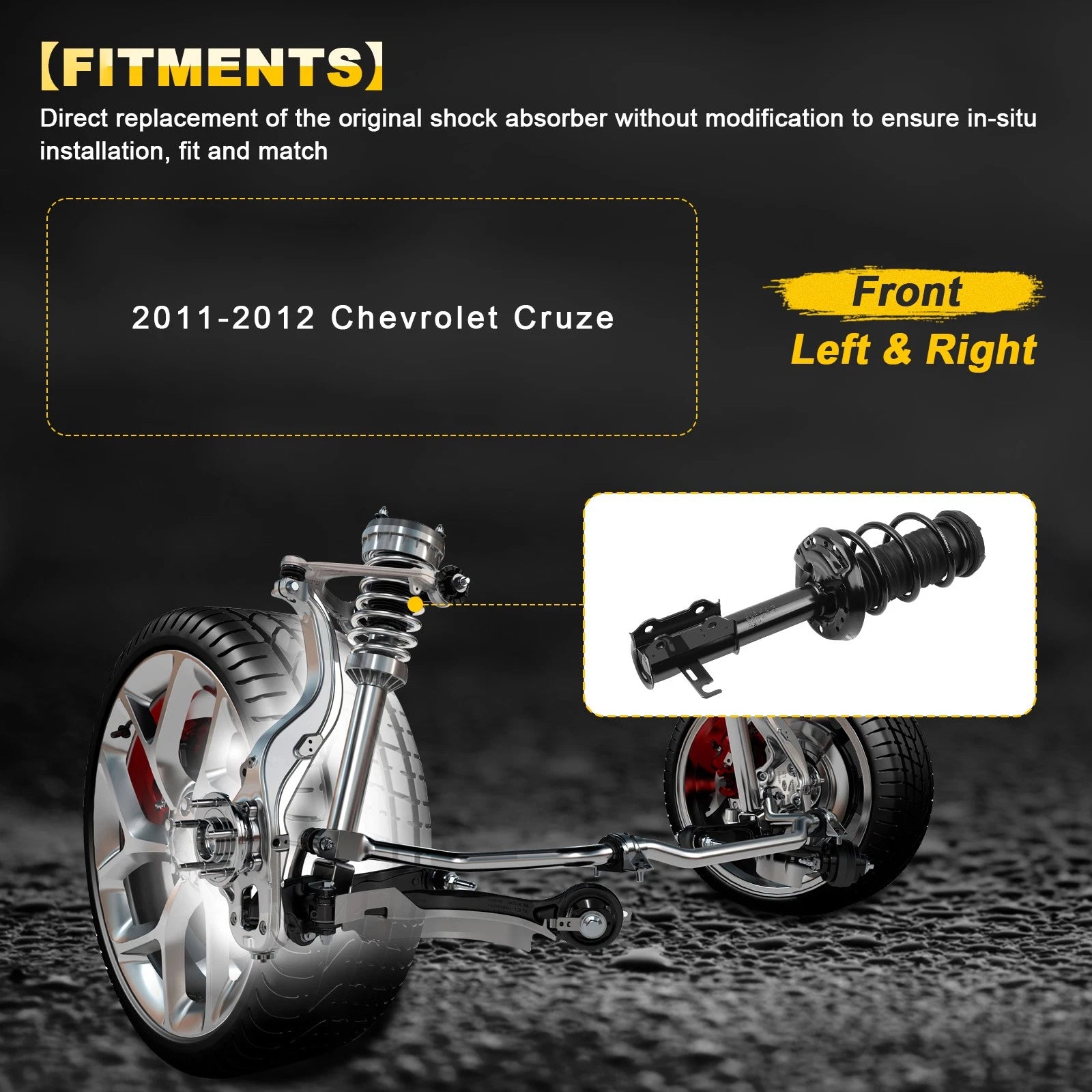 Set of 2 Front Complete Struts for Chevrolet Cruze (2011–2012)