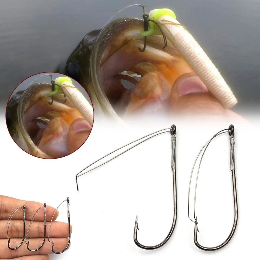 10pcs Weedless Barbed Fishing Hooks for Bass