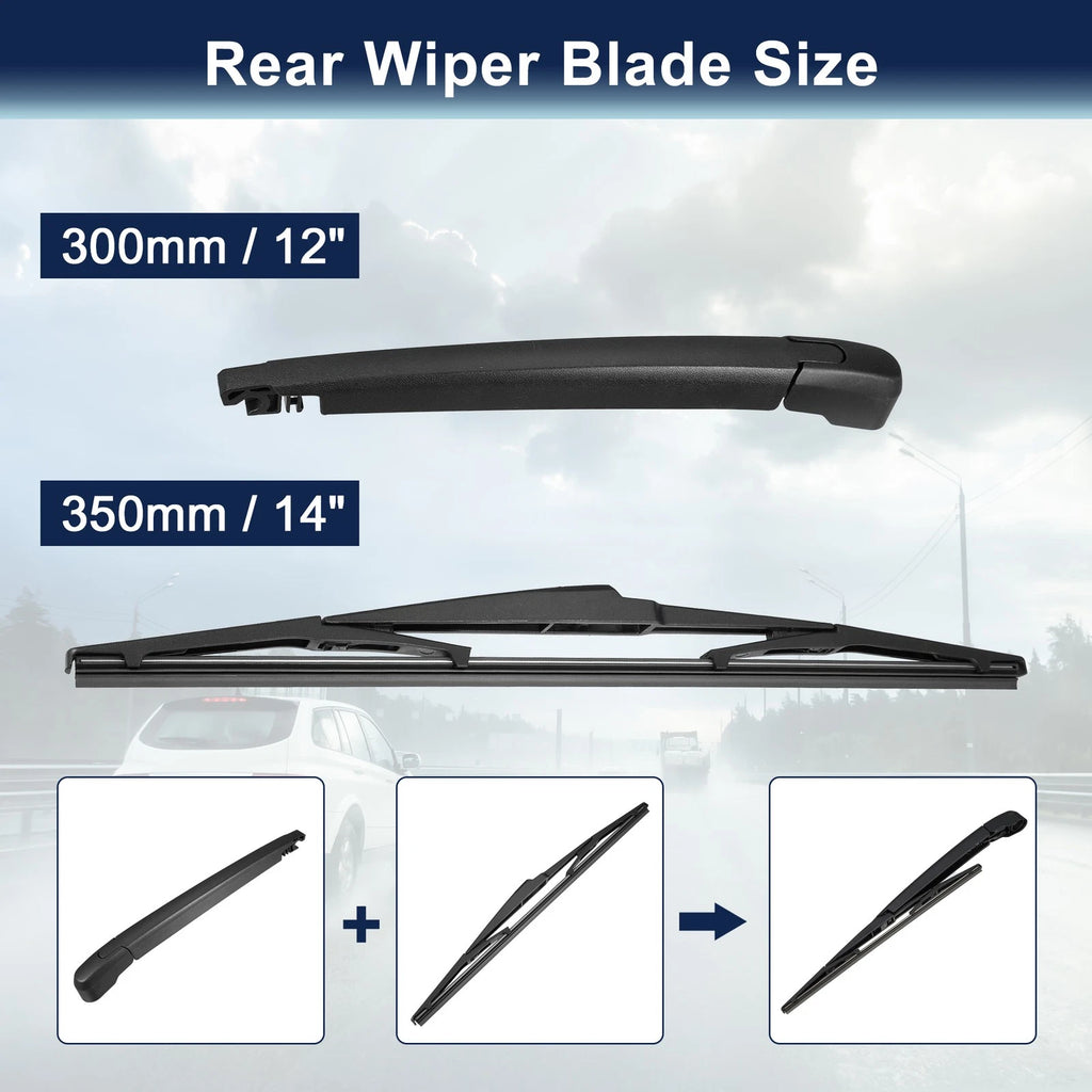 Rear Windshield Wiper Blade Arm Set for Mazda 6, CX-5 (2010–2015)