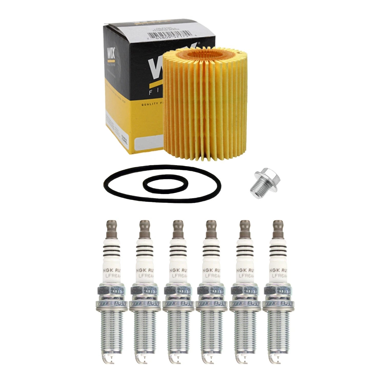 Wix Engine Oil Filter & NGK 6 Spark Plugs for FJ Cruiser GS300 GS350 IS250 (2007–2021)