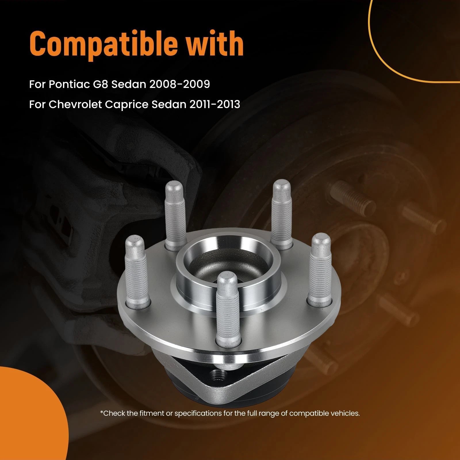 Front Wheel Bearing & Hub for Pontiac G8 (2008–2009) 513280 WE61344 3-Bolt
