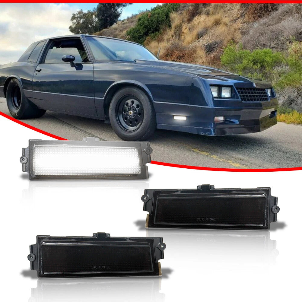 White LED Front Fender Side Marker Lights for Chevy Monte Carlo (1981–1988)