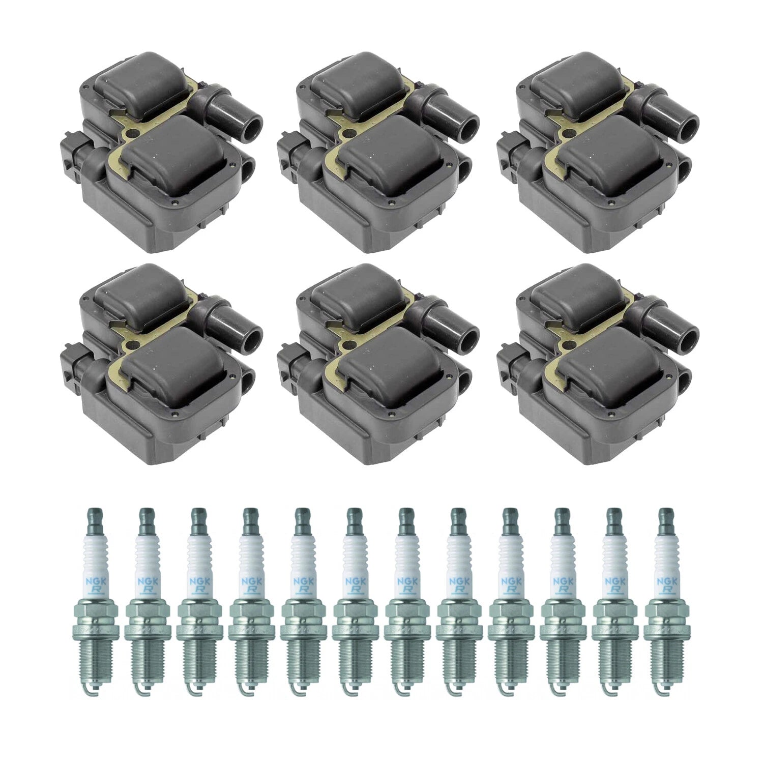 2 Ignition Coils & 12 Spark Plugs for Mercedes C32 AMG SLK32 AMG (2001–2004)