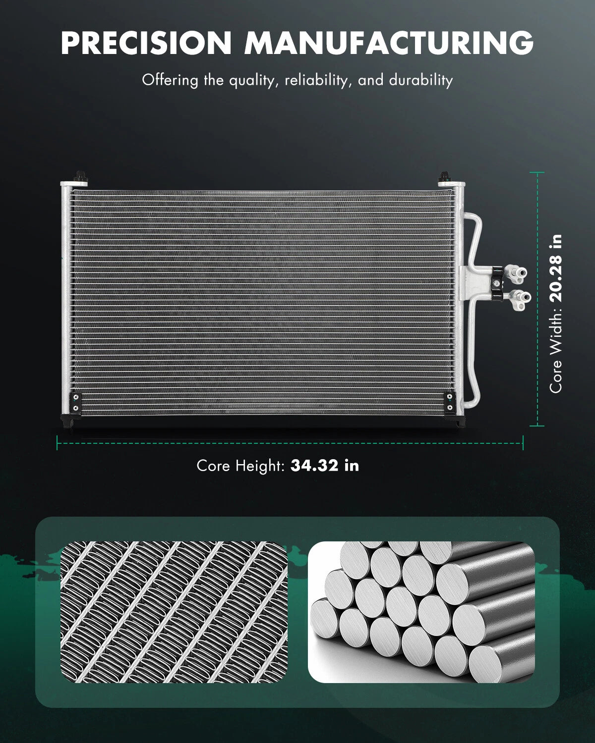 A/C Condenser for Ford Escape (2001–2004) 4975 Aluminum 2.0L 2.3L 3.0L
