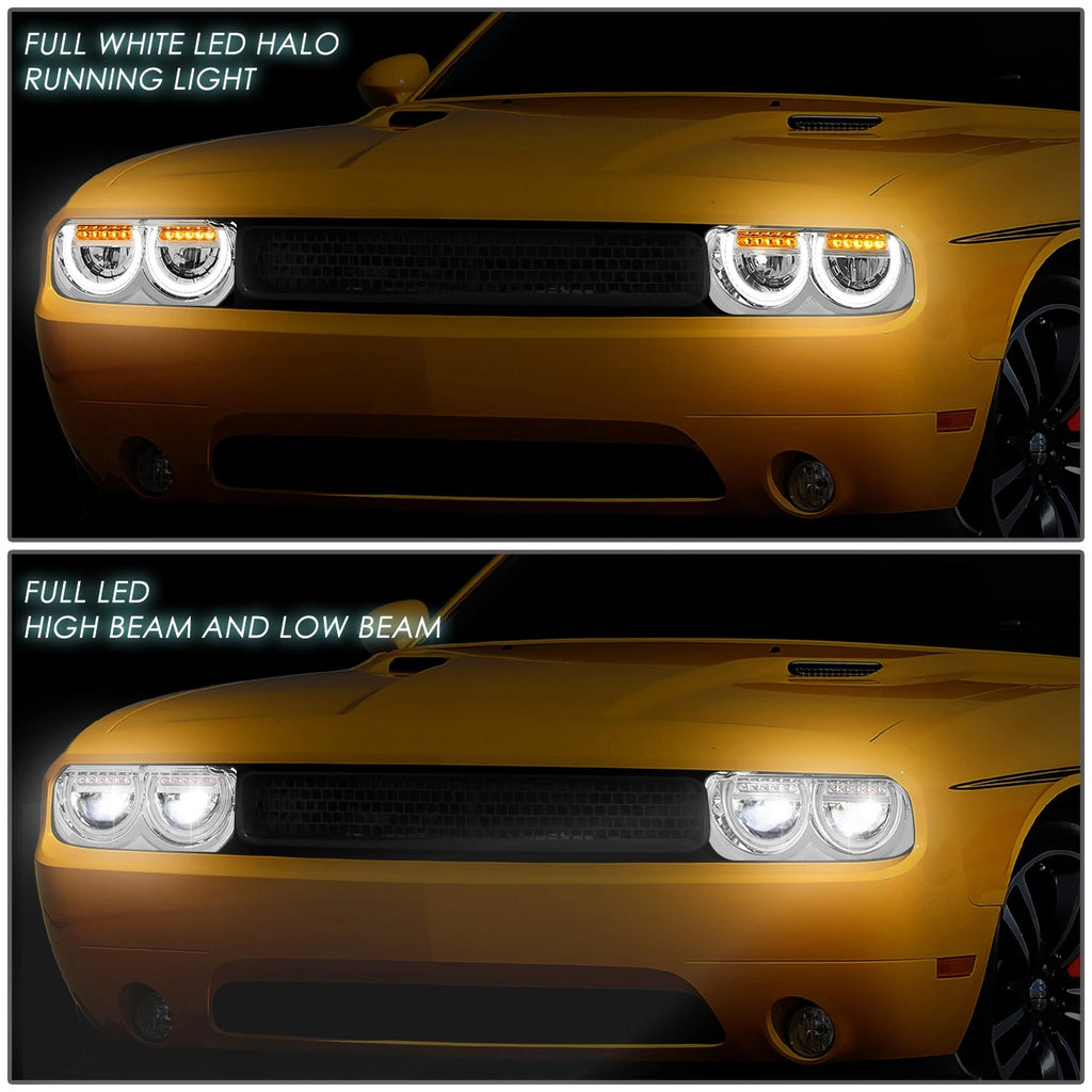 LED DRL Sequential Turn Signal Headlight Lamps for Dodge Challenger (2008–2014)