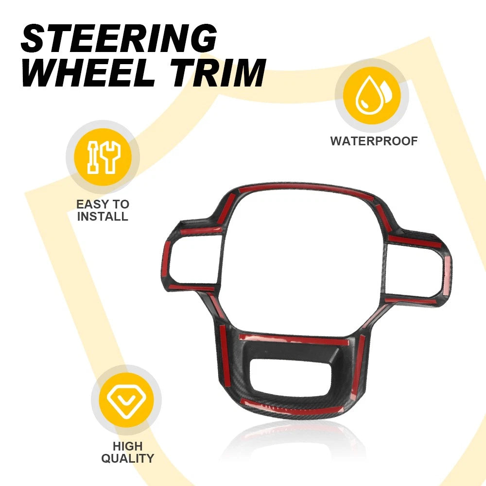 ABS Steering Wheel Cover Trim Bezels for Ford F150 (2021–2025) Carbon Fiber Black