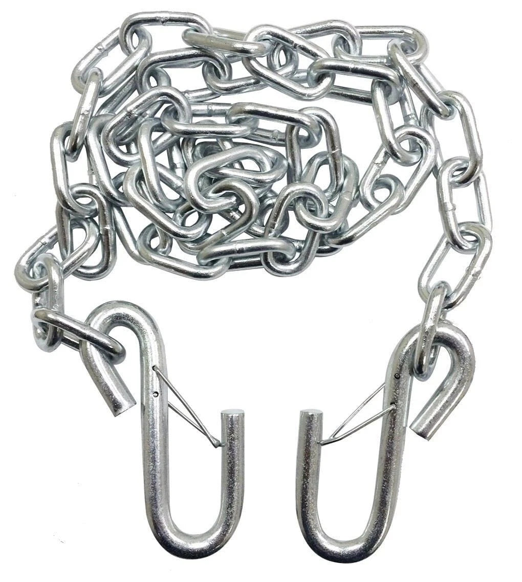 2Pack 1/4" x 54" Grade 30 Trailer Safety Chain w/ S Hooks & Latches