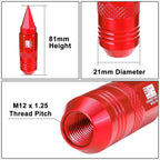 Set of 20 J2 Aluminum M12 X1.25 Open/Closed End Lug Nuts 21mm OD 81mm Height