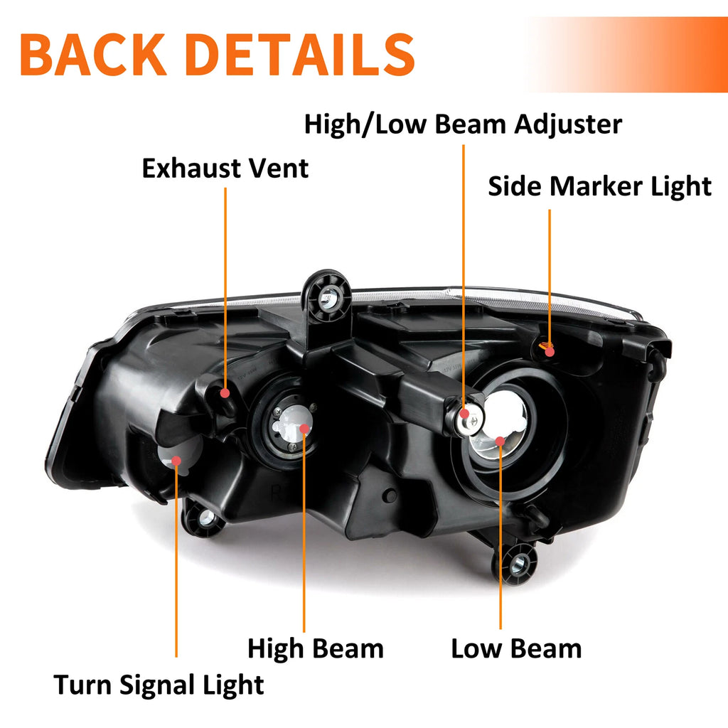 Right Headlight Passenger Side for Chrysler Town & Country (2008–2016) & Dodge Grand Caravan (2011–2020)