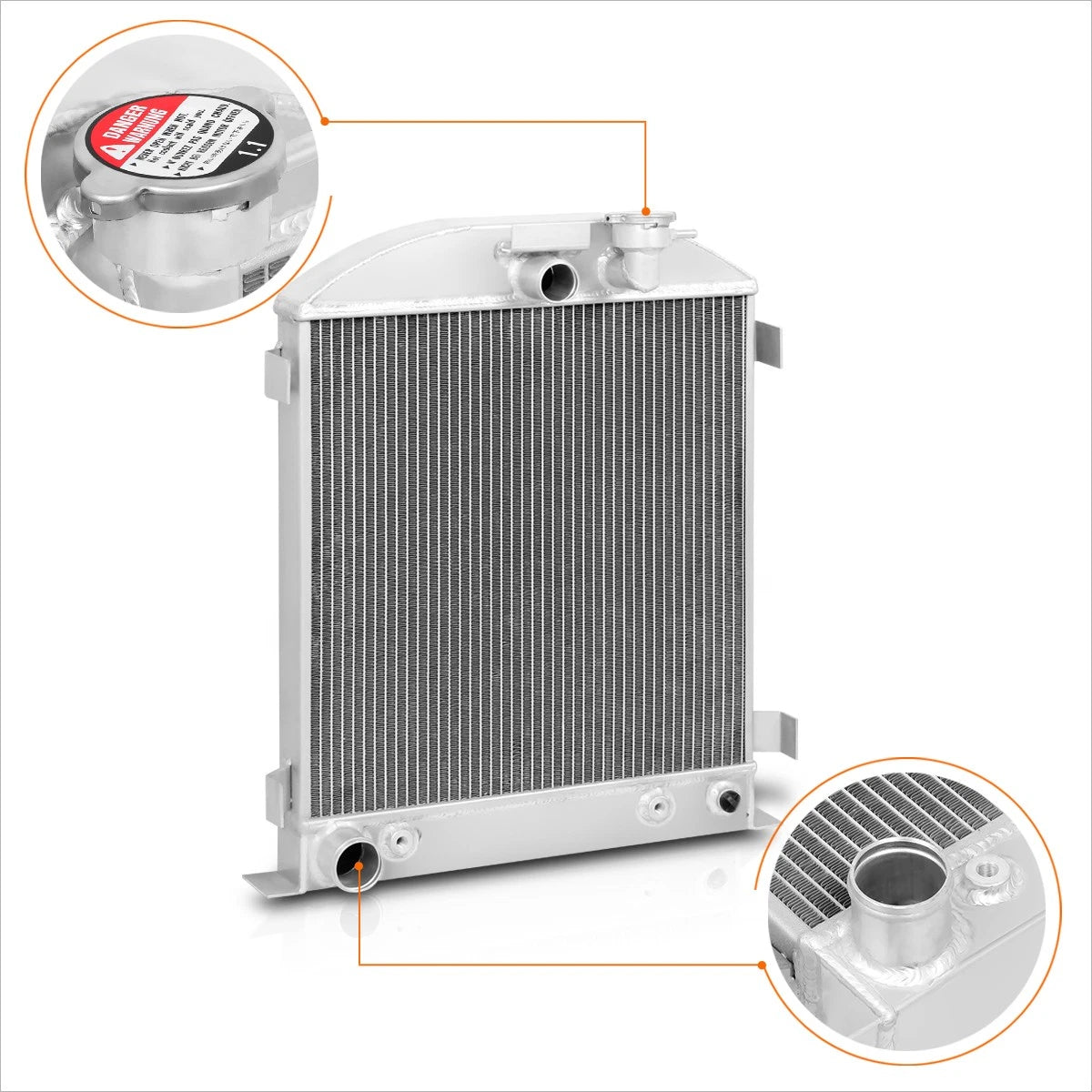 Aluminum Core 3-Row Cooling Radiator for 1932 Ford B Low Boy Street Rod