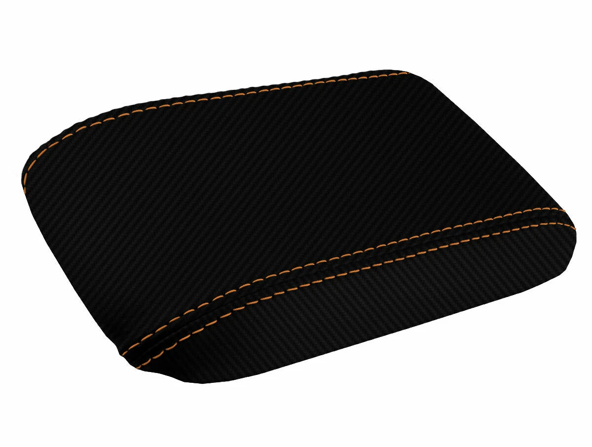 Console Lid Armrest Cover for Honda Prelude (1997–2001) Carbon Fiber Orange Stitch
