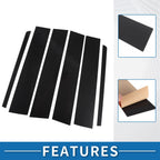 6 Pcs Window Trim Cover for Ford Explorer (2011–2019) Black Carbon Fiber