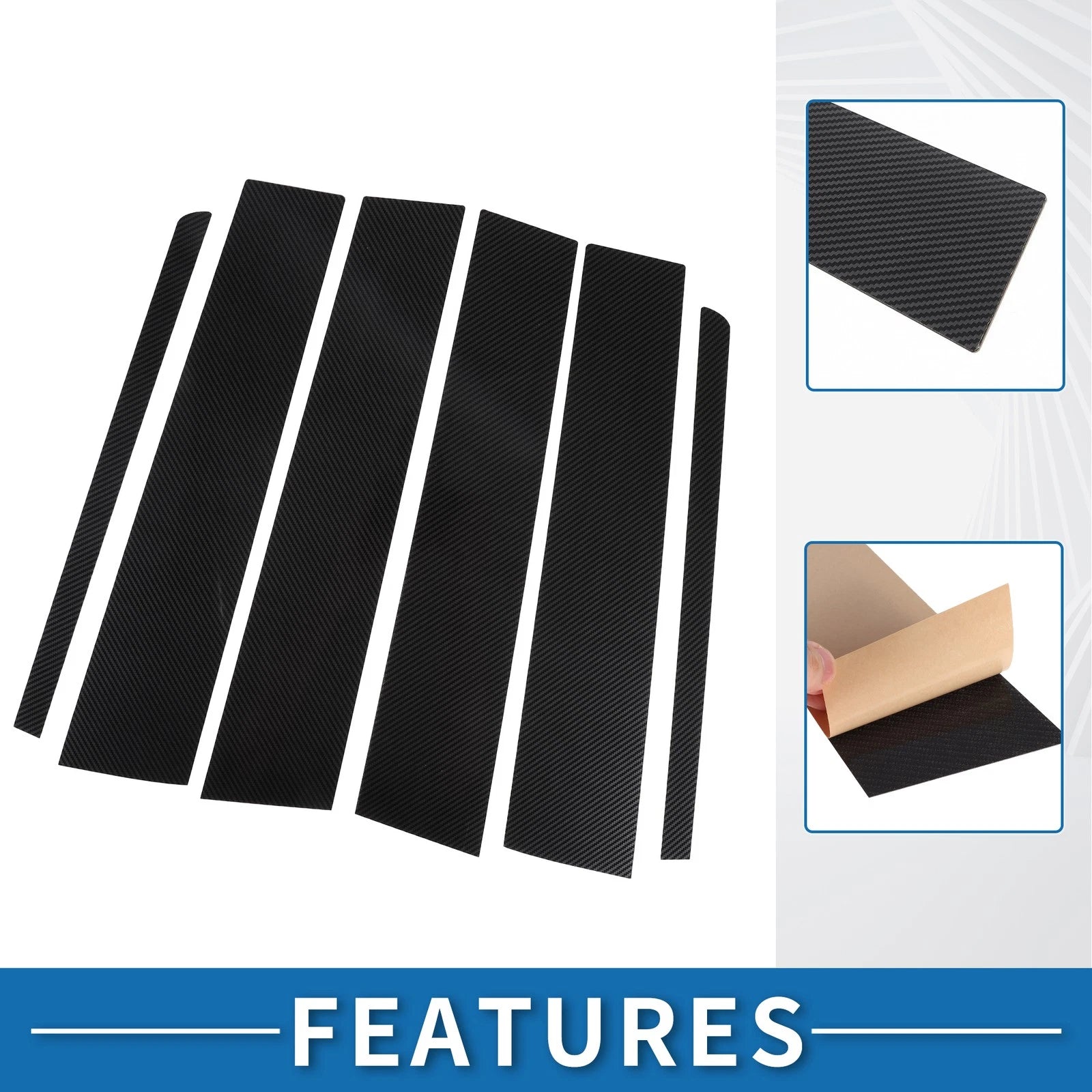 6 Pcs Window Trim Cover for Ford Explorer (2011–2019) Black Carbon Fiber